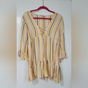 PRICE DROP!  Blue Island beach cover up pink, orange metallic accent